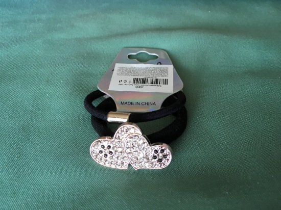 Billede af Hår pynt. 2 elastikker  med hjerter med glimmer