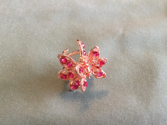 Billede af Mini klips med dobbelt sommerfugl røde sten