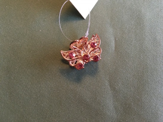 Billede af Mini klips til hår, sommerfugl med røde sten