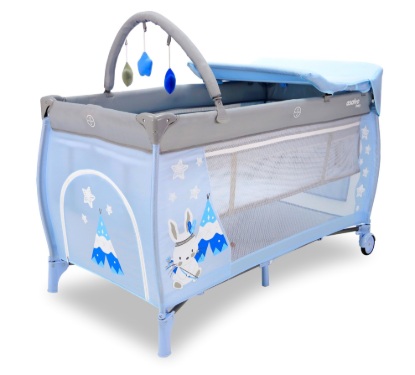 Billede af Asalvo Weekendseng Komplet med indsats, puslebord og åbning, Rabbit tippi/blå